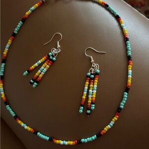 Colorful Beaded Necklace and Earring Set